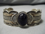 Striking Vintage Native American Navajo Domed Amethyst Sterling Silver Bracelet Old-Nativo Arts