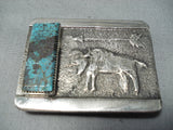 Magnificent San Felipe Turquoise Sterling Silver Buckle Native American-Nativo Arts