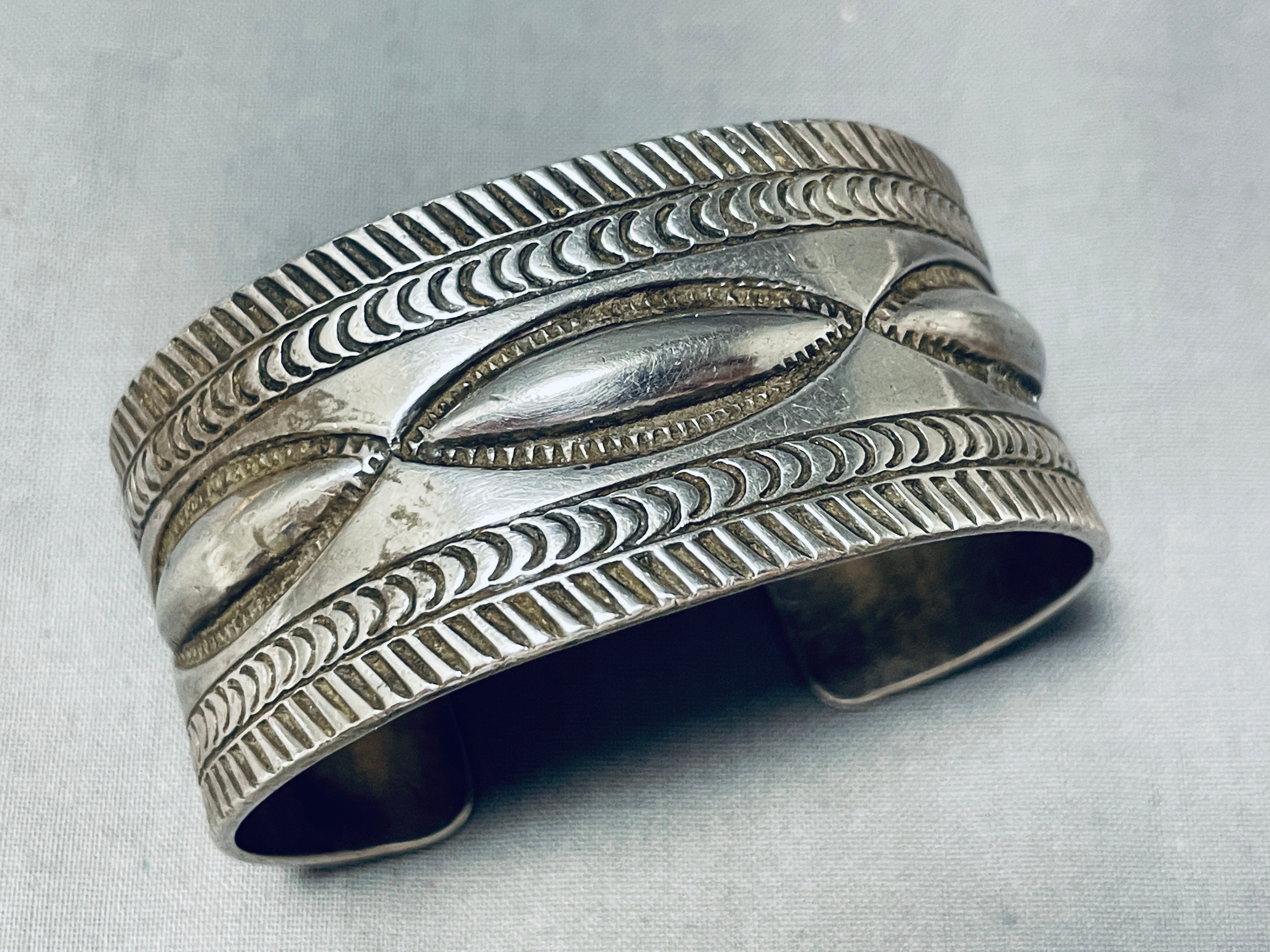 Important Vintage Native American Navajo Hand Repoussed Sterling