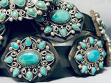 Very Important Vintage Native American Navajo Verdy Jake Turquoise Sterling Silver Concho Belt-Nativo Arts