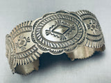 Detailed Concho Vintage Native American Navajo Sterling Silver Stamped Bracelet-Nativo Arts