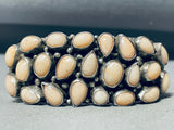Most Unique Vintage Native American Navajo Pink Shell Cluster Sterling Silver Bracelet-Nativo Arts