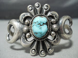 Thick Vintage Native American Navajo Carico Lake Turquoise Sterling Silver Bracelet Cuff-Nativo Arts