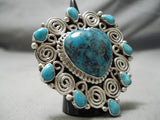 Very Important Huge Native American Navajo Tonya Rafael Turquoise Heart Sterling Silver Ring-Nativo Arts