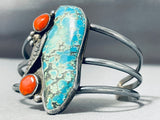 Rare Vintage Native American Navajo Aqua Turquoise Sterling Silver Bracelet Old-Nativo Arts