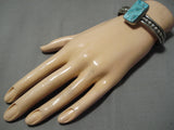 Rare Ray Tafoya Rectangular Turquoise Vintage Native American Navajo Sterling Silver Bracelet-Nativo Arts