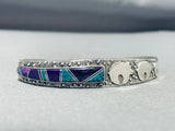 Bear Family Vintage Native American Navajo Turquoise Sugilite Sterling Silver Bracelet-Nativo Arts