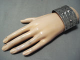 Early Vintage Native American Navajo Repoussed Sterling Silver Wide Bracelet-Nativo Arts