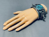 Intriguing San Felipe Blue Diamond Turquoise Sterling Silver Scorpion Bracelet-Nativo Arts