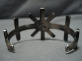 Very Rare Blue Warrior Turquoise Vintage Native American Navajo Sterling Silver Bracelet Old-Nativo Arts
