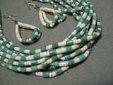 Native American Important Jose Coriz Santo Domingo Sterling Silver Green Turquoise Necklace-Nativo Arts