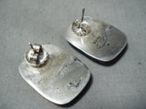Tommy Jackson Vintage Native American Navajo Gaspeite Sterling Silver Inlay Earrings-Nativo Arts