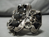Rare Vintage Native American Navajo Lander Blue Turquoise Sterling Silver Bracelet-Nativo Arts
