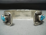 Cel Yazzie Vintage Native American Navajo Blue Gem Turquoise Sterling Silver Bracelet-Nativo Arts