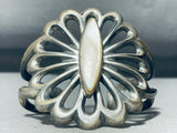 Beautiful Vintage Native American Navajo Long Pearl Sterling Silver Bracelet Cuff Old-Nativo Arts