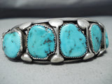 Incredible Vintage Native American Navajo Sleeping Beauty Turquoise Sterling Silver Bracelet Old-Nativo Arts