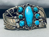 Thick Ornate Vintage Native American Navajo Morenci Turquoise Sterling Silver Bracelet-Nativo Arts