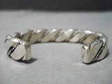 Thick Heavy Sturdy Vintage Native American Navajo Hand Teisted Coiled Sterling Silver Bracelet-Nativo Arts