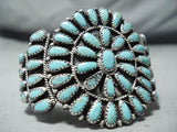 Larry Moses Begay Vintage Native American Navajo Turquoise Cluster Sterling Silver Bracelet-Nativo Arts