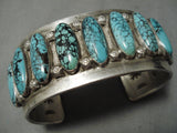 Native American Important Vintage Santo Domingo Jimmy Calabaza Turquoise Silver Bracelet-Nativo Arts