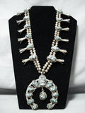 Women's Longer Vintage Native American Navajo Turquoise Sterling Silver Squash Blossom Necklace-Nativo Arts