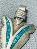 Rare Vintage Native American Navajo Turquoise Inlay Arrowhead Pendant-Nativo Arts