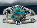 Heavy Thick Vintage Native American Navajo Gilber Turquoise Sterling Silver Bracelet-Nativo Arts