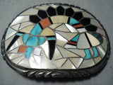 Best Vintage Native American Zuni Rich Kallestewa Turquoise Inlay Sterling Silver Buckle-Nativo Arts