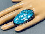 Breathtaking Vintage Native American Navajo Morenci Turquoise Sterling Silver Ring-Nativo Arts