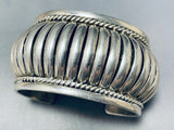 Native American Detailed Basket Vintage Navajo Wide Sterling Silver Bracelet-Nativo Arts
