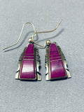 Steve Francisco Native American Navajo Purple Stone Sterling Silver Earrings-Nativo Arts