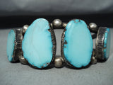 Incredible Vintage Native American Navajo Old Ocean Blue Turquoise Sterling Silver Bracelet-Nativo Arts
