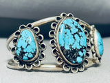 One Of Best Vintage Native American Navajo Spiderweb Morenci Turquoise Sterling Silver Bracelet-Nativo Arts