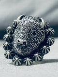 Outstanding Big Detailed Native American Navajo Sterling Silver Buffalo Ring-Nativo Arts
