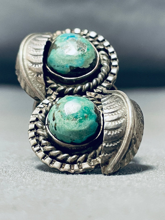 Magnificent Vintage Native American Navajo Carico Lake Turquoise Sterling Silver Ring-Nativo Arts