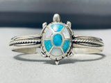 Very Rare Older Turquoise Turle Native American Navajo Sterling Silver Bracelet-Nativo Arts