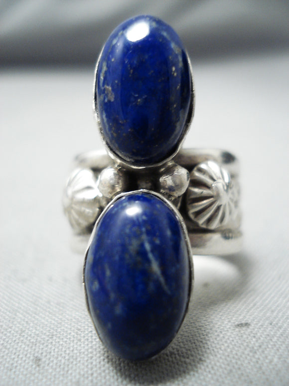 Fantastic Navajo Lapis Sterling Silver Ring Native American-Nativo Arts