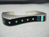 Authentic Vintage Native American Hopi Jesse Monongye Turquoise Sterling Silver Bracelet-Nativo Arts