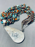 Native American One Of The Most Unique Vintage Santo Domingo Turquoise Sterling Silver Necklace-Nativo Arts