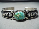 Important Native American Navajo Albert Jake Carico Lake Turquoise Sterling Silver Bracelet-Nativo Arts
