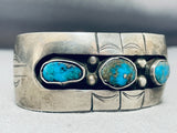 Amazing Vintage Native American Navajo Blue Gem Turquoise Sterling Silver Bracelet-Nativo Arts