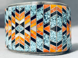 Best Rug Turquoise Inlay Vintage Native American Navajo Sterling Silver Bracelet-Nativo Arts