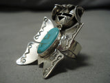 Important Nel Morton Kachina Native American Navajo Sterling Silver Turquoise Ring-Nativo Arts
