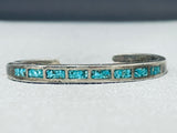 Exquisite Vintage Native American Navajo Turquoise Chip Inlay Sterling Silver Bracelet-Nativo Arts