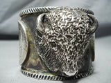 Heavy 221 Grams Native American Navajo Buffalo Sterling Silver Coin Bracelet-Nativo Arts