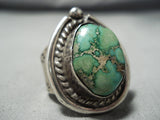 Intense Vintage Native American Navajo Famous Damale Turquoise Sterling Silver Ring Old-Nativo Arts