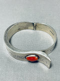 One Of The Most Unique Ever Vintage Native American Navajo Croal Sterling Silver Hinge Bracelet-Nativo Arts