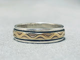 Zig Zag Gold Native American Navajo Sterling Silver Sun Ring-Nativo Arts