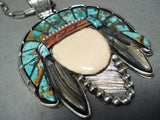 Native American Important Francisco Gomez Turquoise Coral Sterling Silver Chief Necklace-Nativo Arts