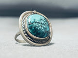 Beautiful Vintage Native American Navajo Kngman Turquoise Sterling Silver Ring-Nativo Arts